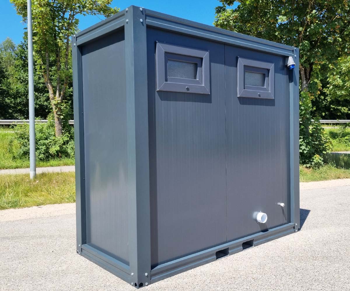 WC Sanitärcontainer mit Doppelkabine - für Mann und Frau - Anthrazit